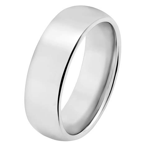 7mm Mens Platinum Court Wedding Ring With Brushed Matt Finish The