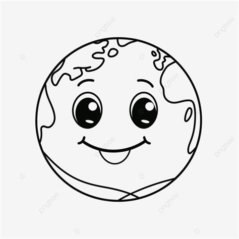 Cute Earth Coloring Pages Planet Earth Outline Sketch Drawing Vector