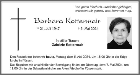 Traueranzeigen Von Barbara Kottermair Allg Uer Zeitung