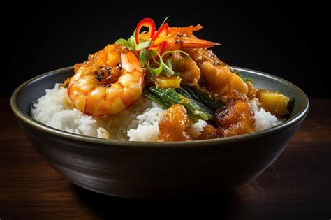 Premium Photo Soy Ginger Seafood Tempura Bowl