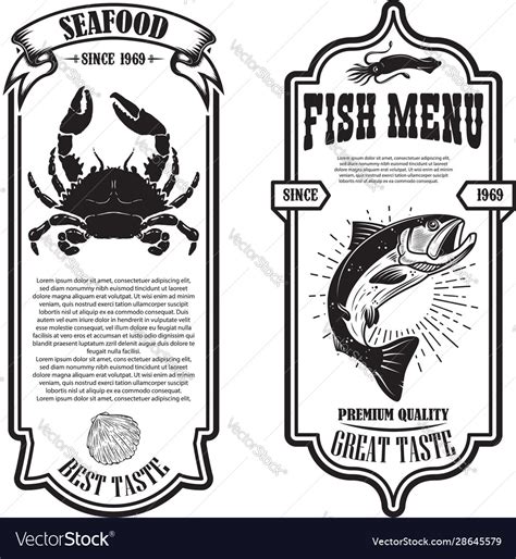 Set Seafood Flyers With Crab And Fish Design Vector Image