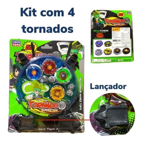 Kit Beyblade Metal Lan Ador Pi O Tornado Arena Escorrega