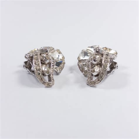 Eisenberg Vintage Rhinestone Clip Earrings