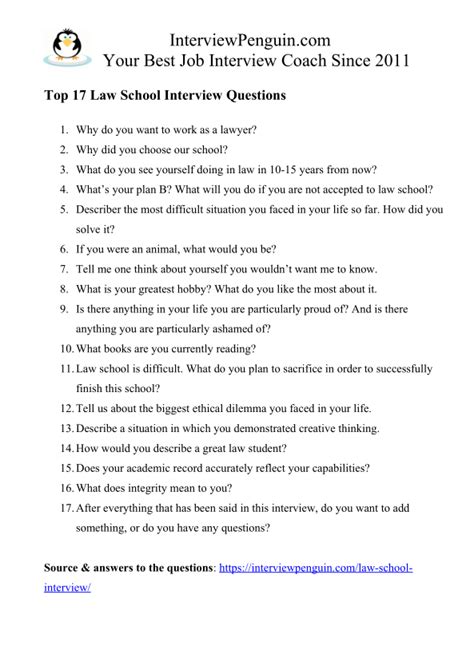 Common Interview Questions Law Unique Interview Questions