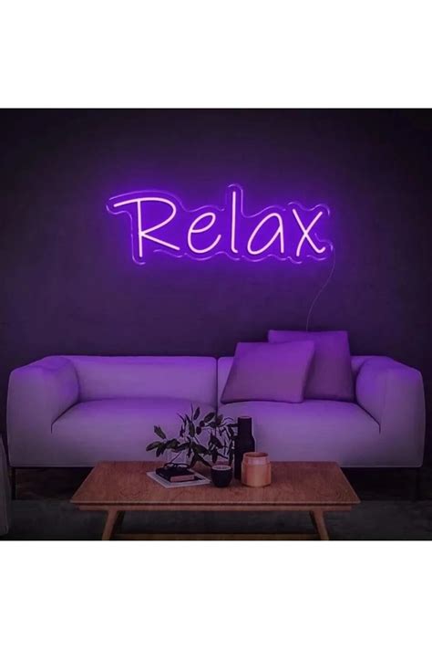 Relax Yazılı Neon Led Işıklı Tablo