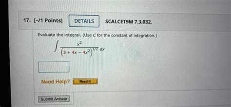 Solved Points Details Scalcet M Evaluate Chegg