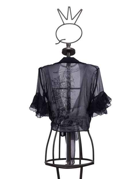 Cropped Black Silk Shirt Save The Queen