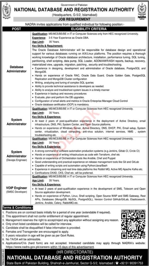 Nadra Headquarter Islamabad Jobs 2022 2024 Job Advertisement Pakistan