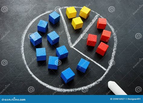 Customer Segmentation Concept Chalk Drawn Diagram And Cubes Stock