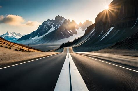 Premium AI Image | A road with mountains in the background