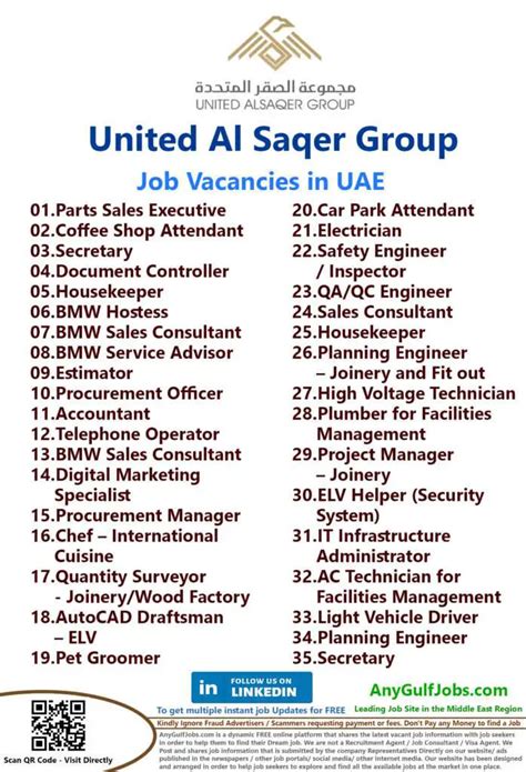 United Al Saqer Group Jobs Careers Dubai Uae