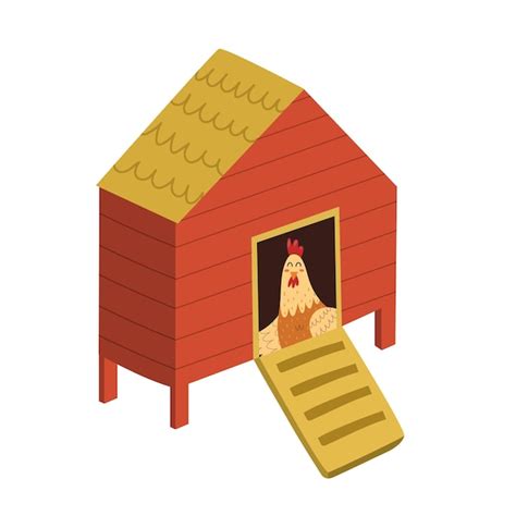 Premium Vector Chicken Coop With A Cute Hen Inside Farm Bird House