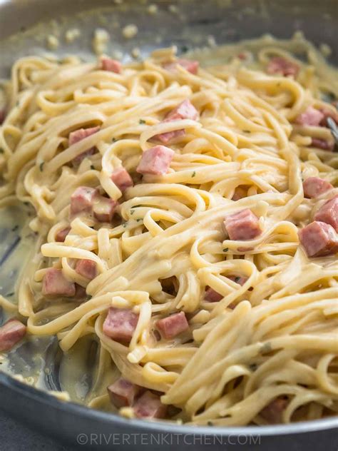 Creamy Ham And Cheese Pasta Riverten Kitchen