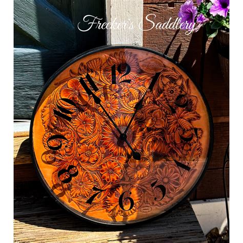 Original Design Hand Tooled Leather Clock Friends Of Maysa