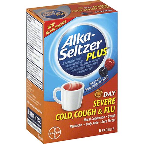 Alka Seltzer Plus Severe Cold Cough Flu Day Packets Berry Fusion