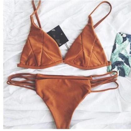 Solid Color Fashion Sexy Bikini Swimwear Suit On Luulla