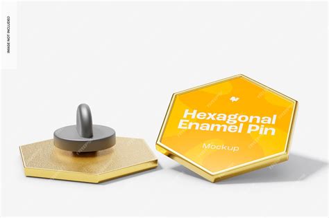 Premium Psd Hexagonal Enamel Pin Mockup Perspective