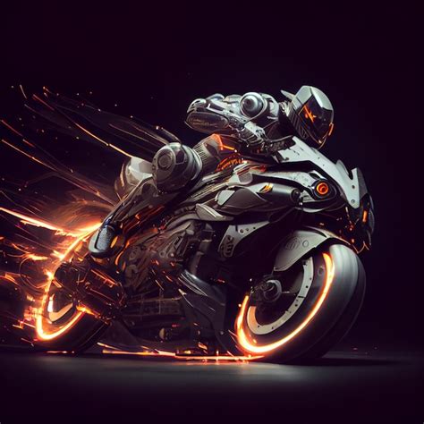 Premium AI Image | A motorcycle with a flame effect on the back