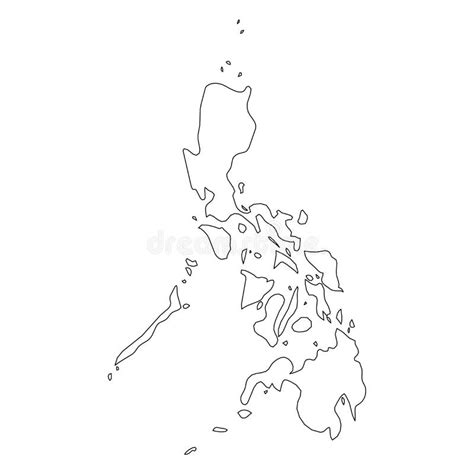 Philippines - Solid Black Outline Border Map of Country Area. Simple ...