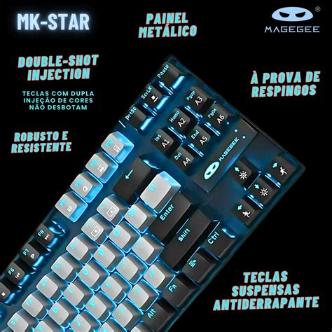 Teclado mecânico para jogos MageGee 80 MK Star teclado retroiluminado