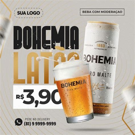 Post Feed Distribuidora Cerveja Bohemia Lat O Social Media Psd Edit Vel