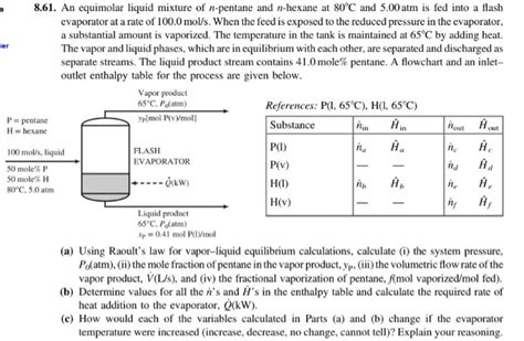 Solved 8 61 An Equimolar Liquid Mixture Of N Pentane And