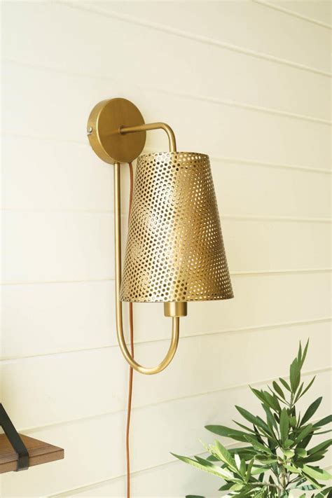 Kalalou Nep Double Antique Brass Wall Lamp With Perforated Metal