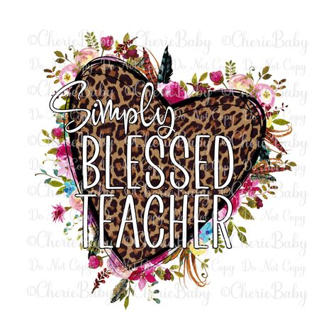 Simply Blessed Teacher Sublimation Design Printable Png Etsy