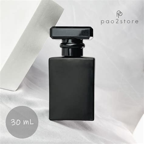 Jual Botol Parfum 30ml Spray Kaca Kotak Tebal HITAM DOFF Refill Isi