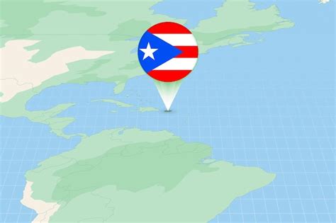 Premium Vector Map Illustration Of Puerto Rico With The Flag