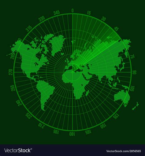 Green Radar Screen With Map Royalty Free Vector Image