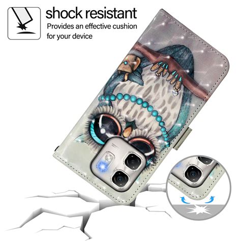 For Infinix Hot 50i 5G Smart 9 4G 3D Painting Horizontal Flip Leather Phone Case Grey Owl