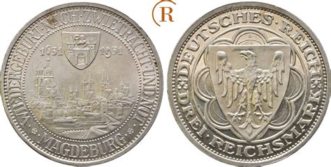 Weimarer Republik 3 Reichsmark Magdeburg 1931 A Proof Winzige Kratzer