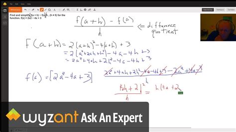 Find A Difference Quotient For A Given Function Youtube