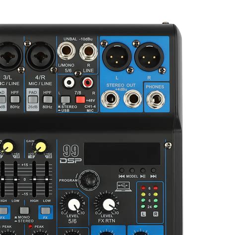 Professional 8 Channel Sound Mixer Audio Mixer Bluetooth USB