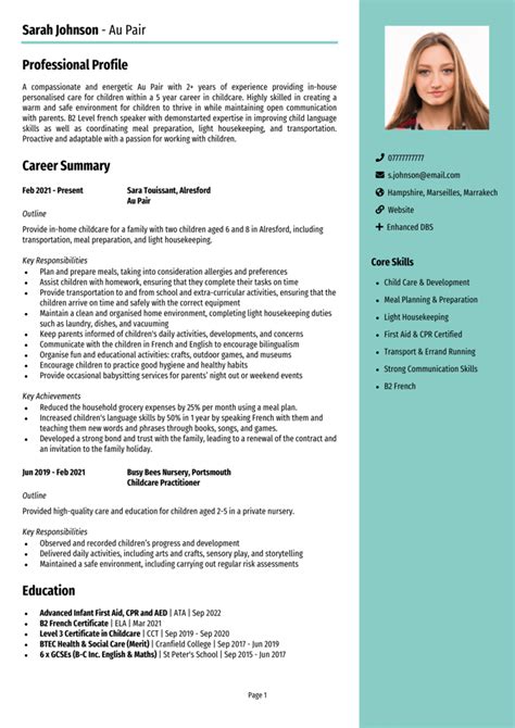 Europass Cv Template German Au Pair