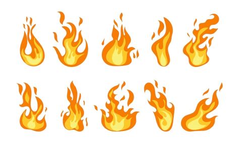 Premium Vector Cartoon Fire Flame Of Infernal Fireballsorange And