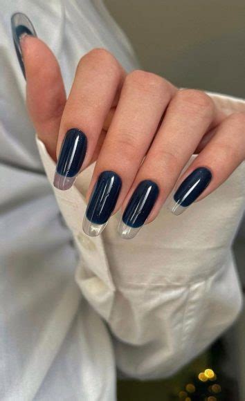 French Glass Nails That Re Sophisticated And Understated Navy Blue Nails