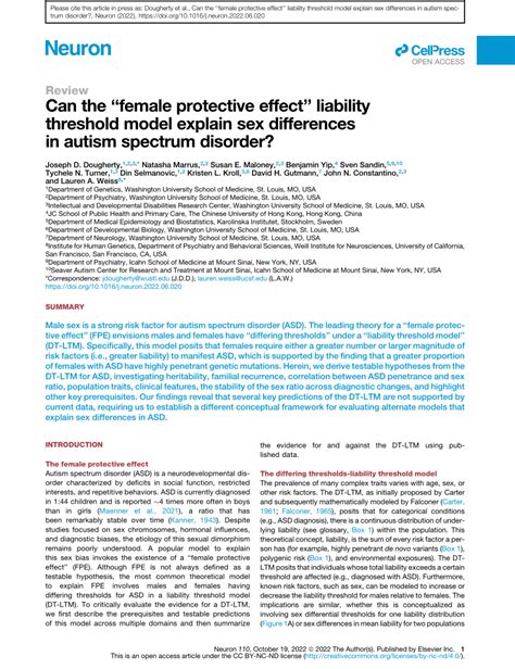 Pdf Can The “female Protective Effect” Liability Threshold Model