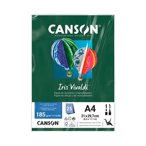 Papel Iris Vivaldi A4 185g 25 Folhas Canson