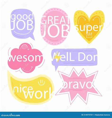 Set Of Good Job And Great Job Stickers Vector Illustration Stock