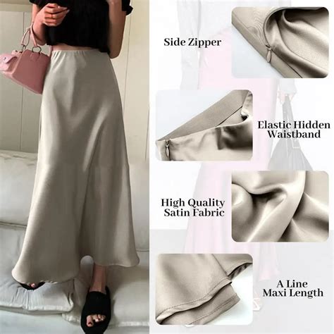 A Line Skirt Fishtail Skirt Elegant Faux Silk Satin Skirts For Women