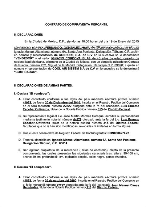 Ejemplo De Contrato De Compraventa Mercantil Image To U