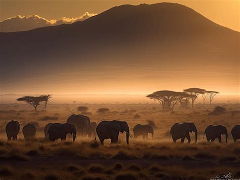 Premium Photo Graceful Elephants At Amboseli National Park