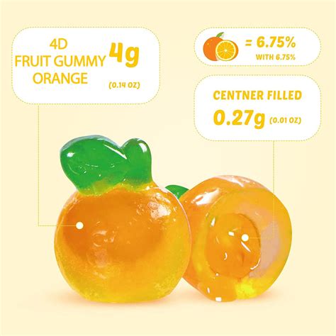 Buy Amos 4d Gummies Candy With Orange Center Filled Fruit Snacks Juicy