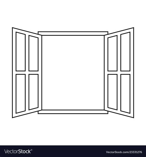 Icon sign open window outline open window frame Vector Image