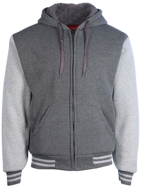 Maximos Mens Sherpa Lined Varsity Full Zip Hooded Jacket Ebay