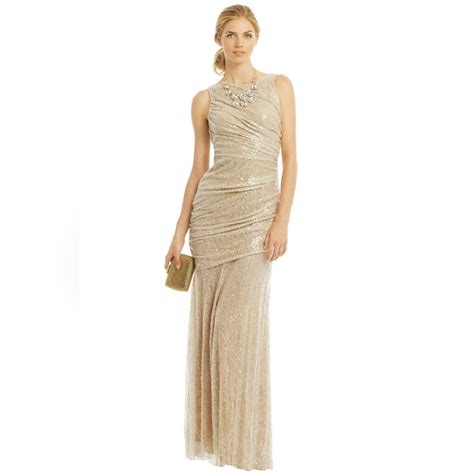 Carmen Marc Valvo Stunning Nude Sequin Runway Gem