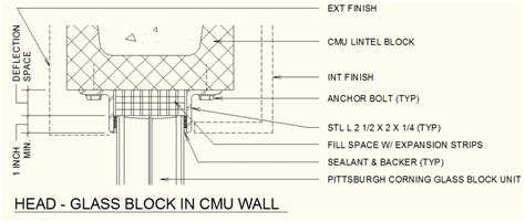 Glass Block In Cmu Wall Detail Plan And Elevation Layout File Cadbull