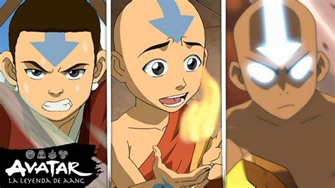 Los momentos más fuertes de Aang usando cada elemento Avatar La